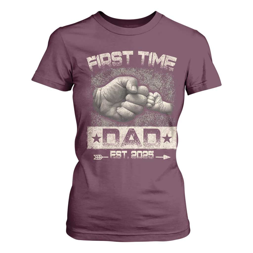 First Time Dad Est 2025 T Shirt For Women TS09 Maroon Print Your Wear