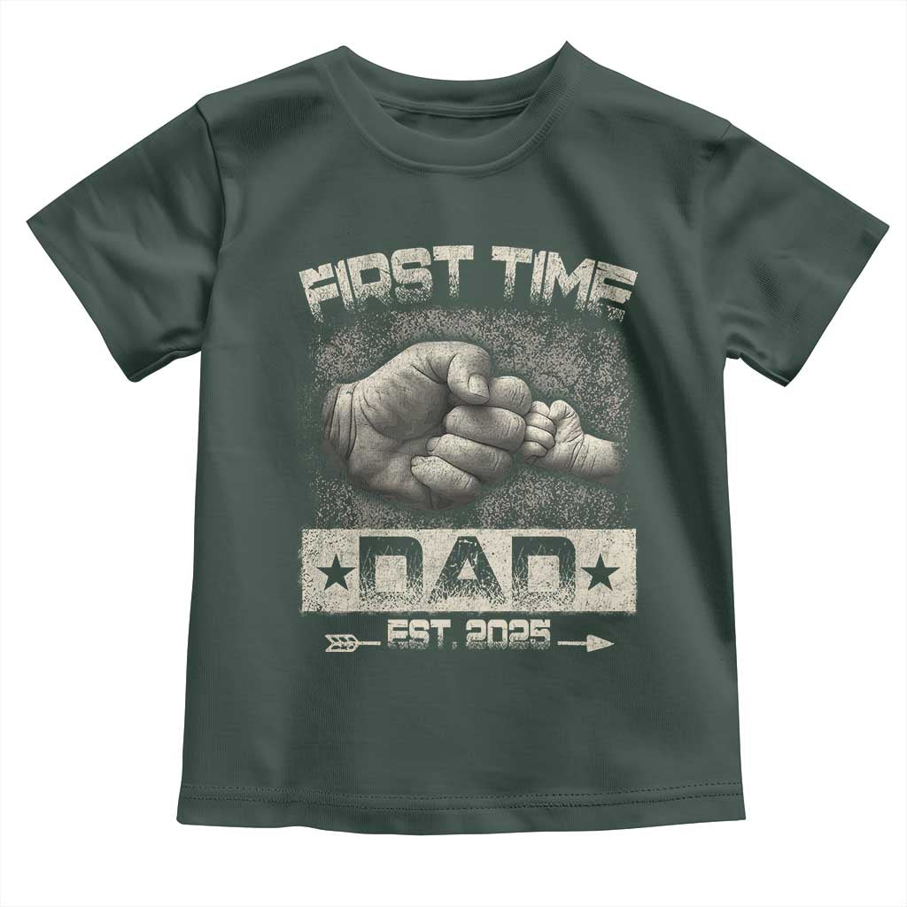 First Time Dad Est 2025 Toddler T Shirt TS09 Dark Forest Green Print Your Wear