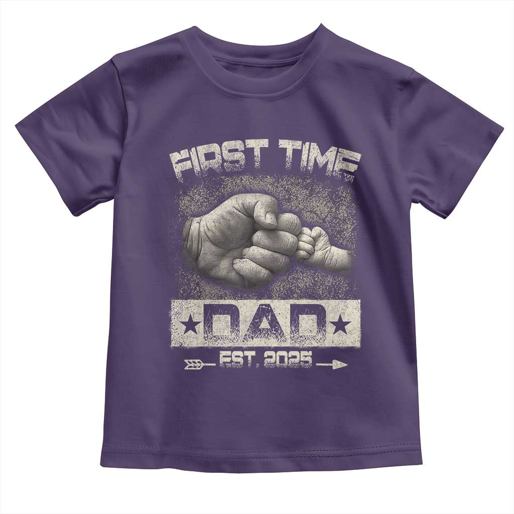 First Time Dad Est 2025 Toddler T Shirt TS09 Purple Print Your Wear