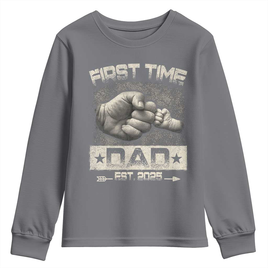 First Time Dad Est 2025 Youth Sweatshirt TS09 Charcoal Print Your Wear