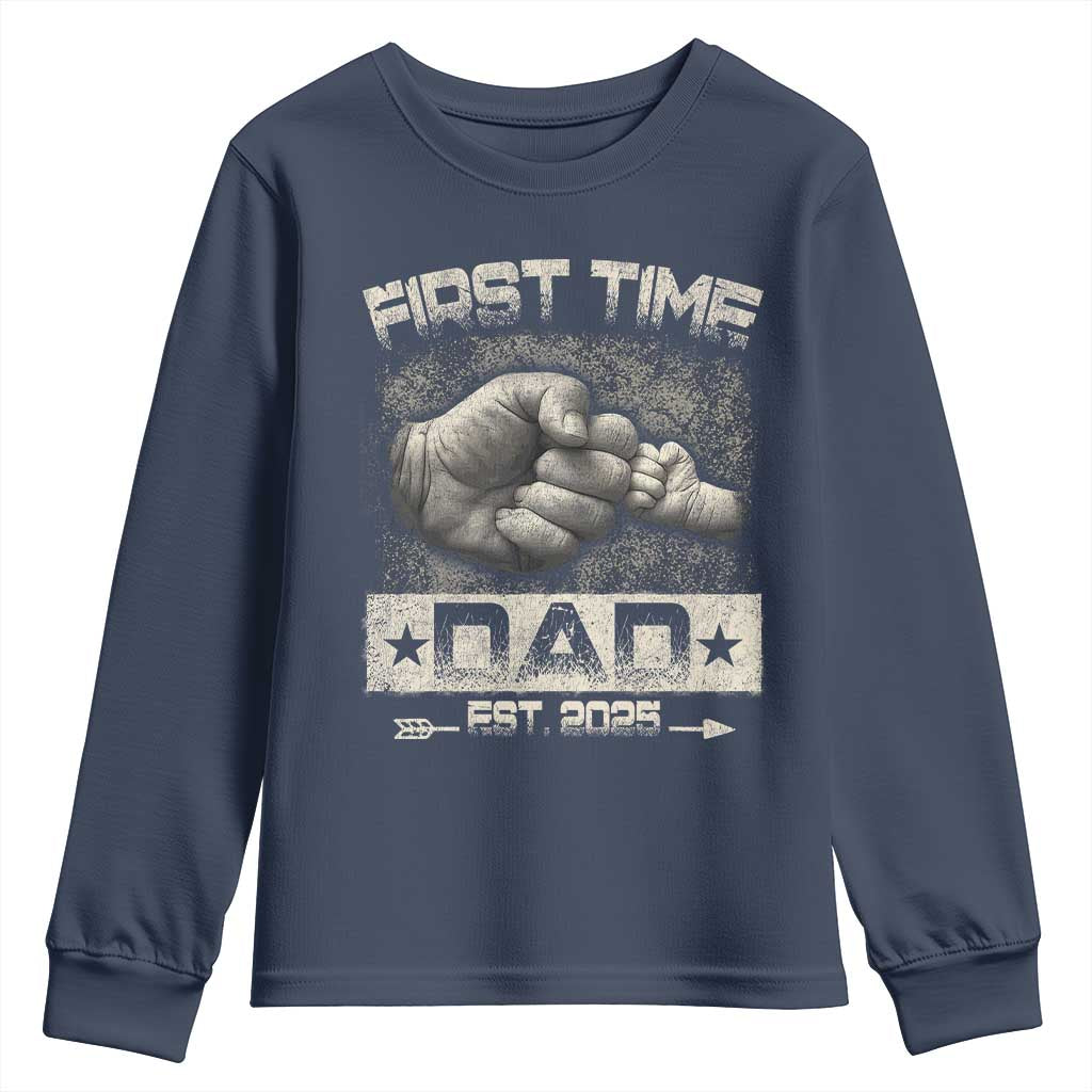 First Time Dad Est 2025 Youth Sweatshirt TS09 Navy Print Your Wear