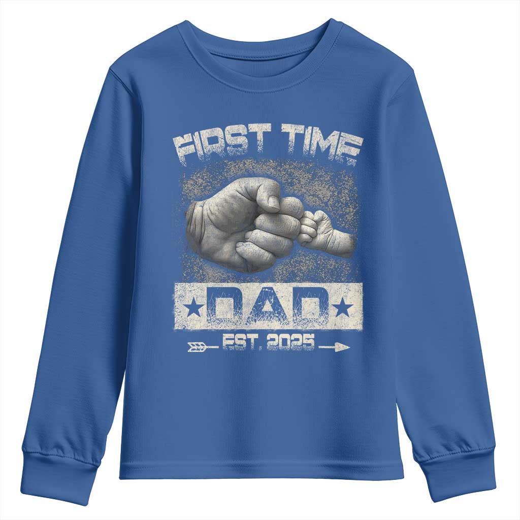 First Time Dad Est 2025 Youth Sweatshirt TS09 Royal Blue Print Your Wear