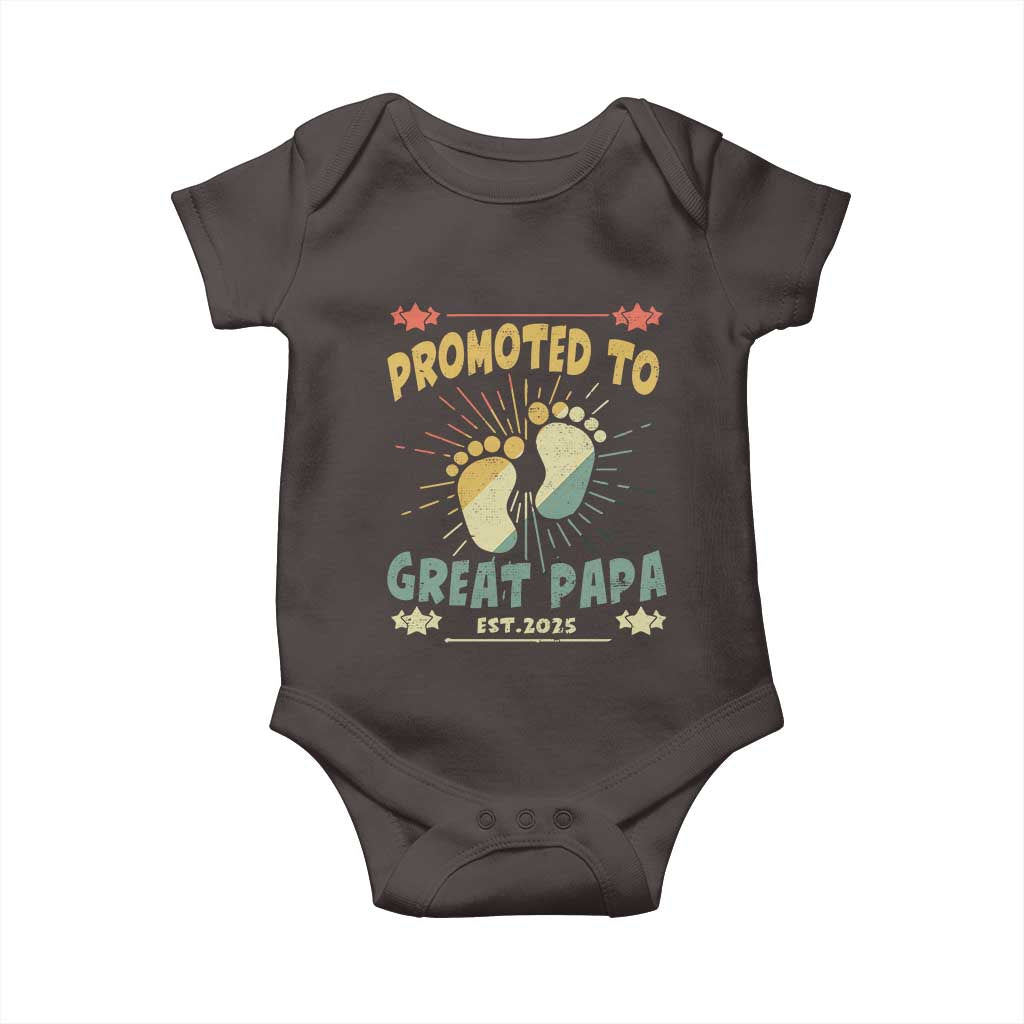 New Dad 2025 Baby Onesie Promoted to Great Papa TS09 Dark Chocolate Print Your Wear