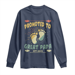New Dad 2025 Long Sleeve Shirt Promoted to Great Papa TS09 Navy Print Your Wear