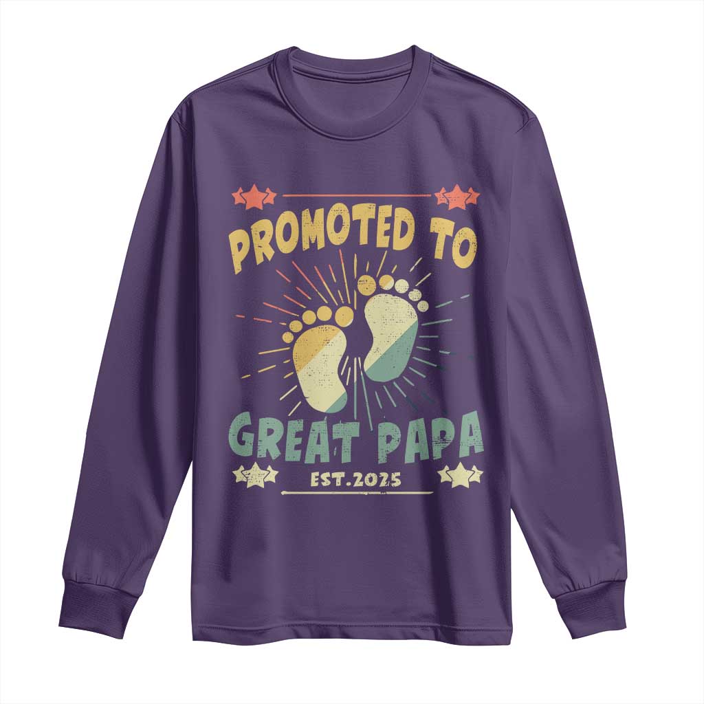 New Dad 2025 Long Sleeve Shirt Promoted to Great Papa TS09 Purple Print Your Wear