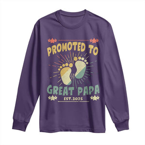 New Dad 2025 Long Sleeve Shirt Promoted to Great Papa TS09 Purple Print Your Wear