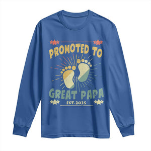New Dad 2025 Long Sleeve Shirt Promoted to Great Papa TS09 Royal Blue Print Your Wear