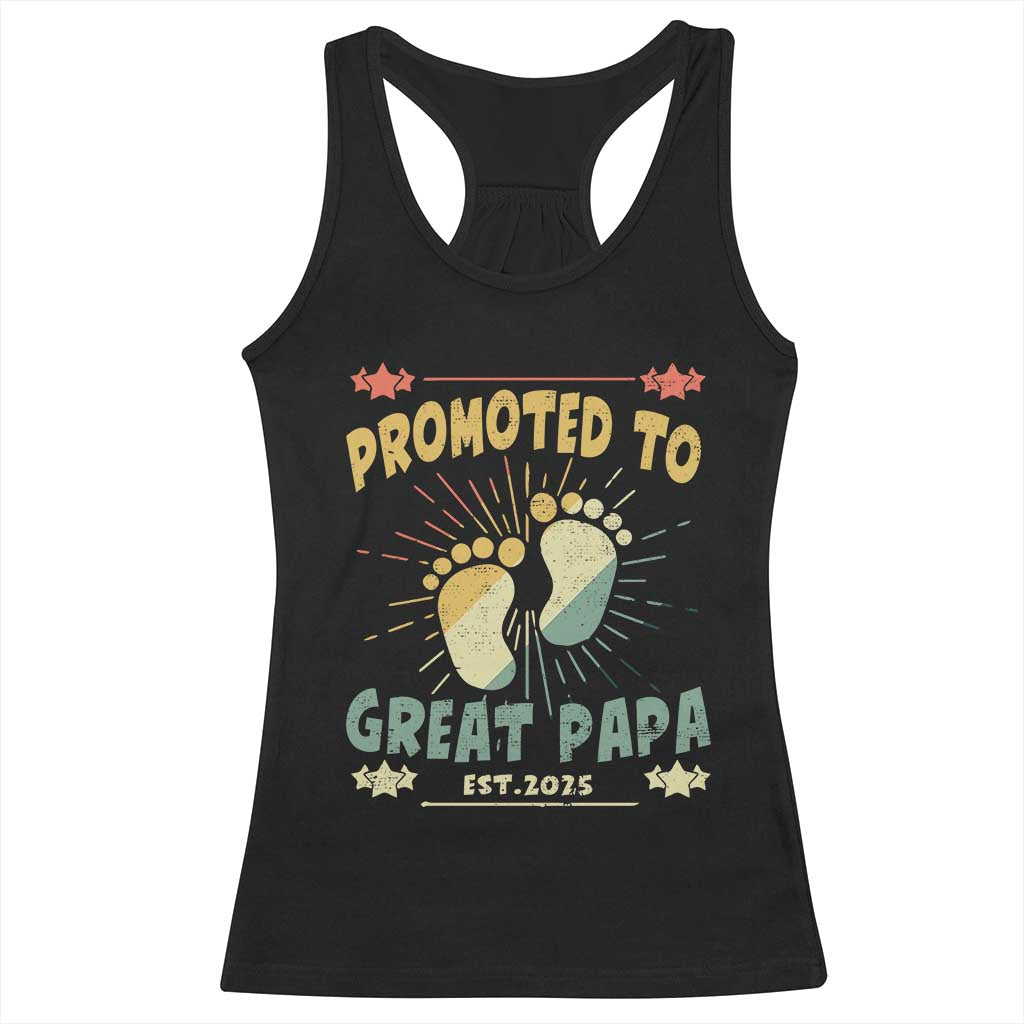 New Dad 2025 Racerback Tank Top Promoted to Great Papa TS09 Black Print Your Wear