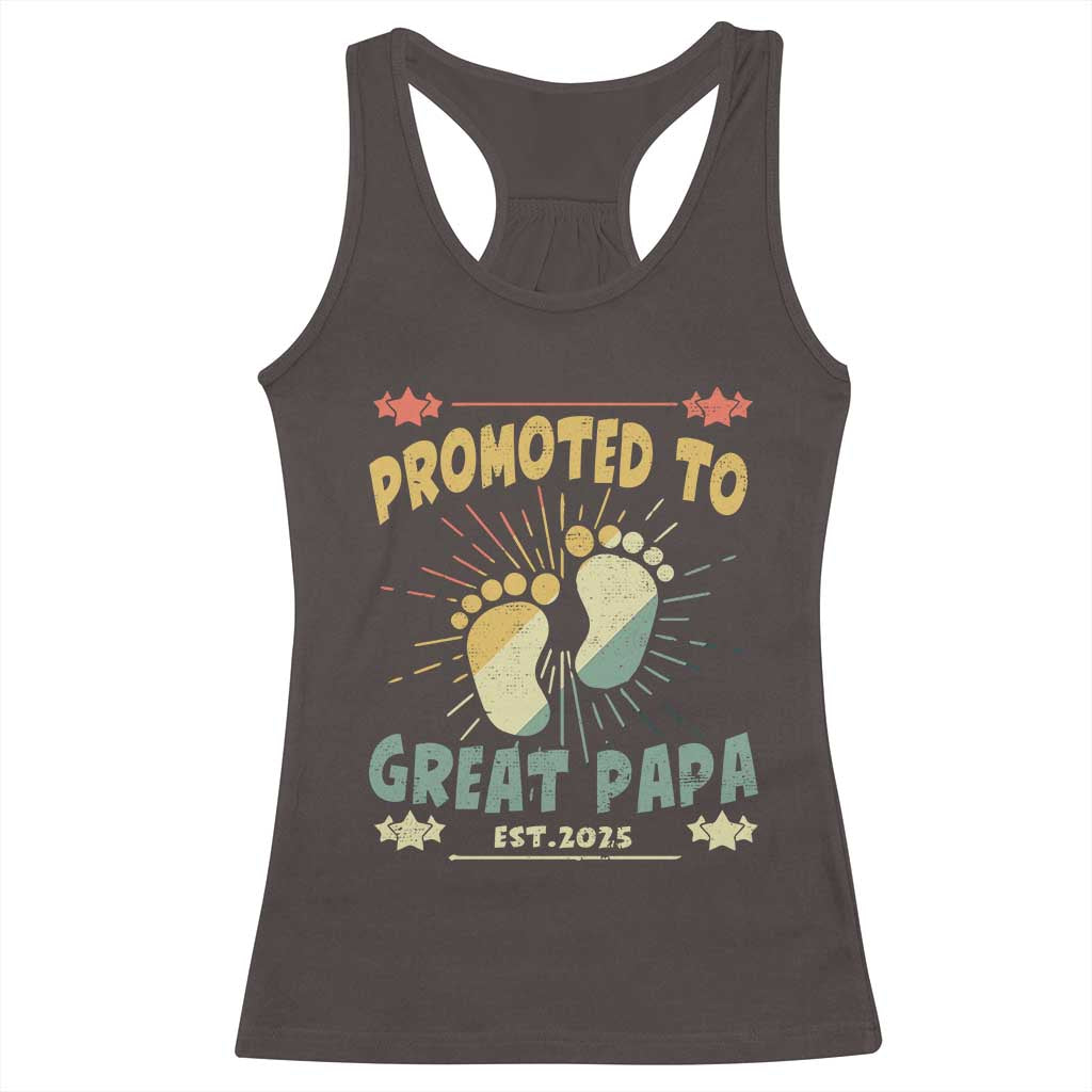 New Dad 2025 Racerback Tank Top Promoted to Great Papa TS09 Dark Chocolate Print Your Wear