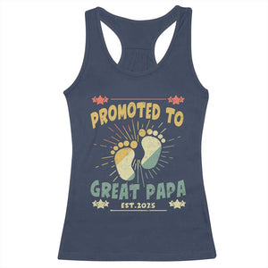 New Dad 2025 Racerback Tank Top Promoted to Great Papa TS09 Navy Print Your Wear