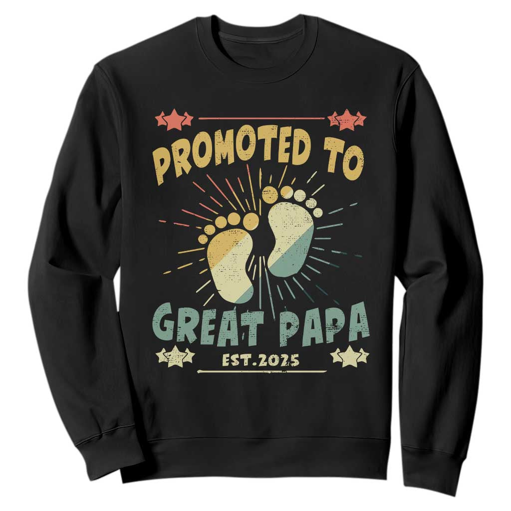 New Dad 2025 Sweatshirt Promoted to Great Papa TS09 Black Print Your Wear