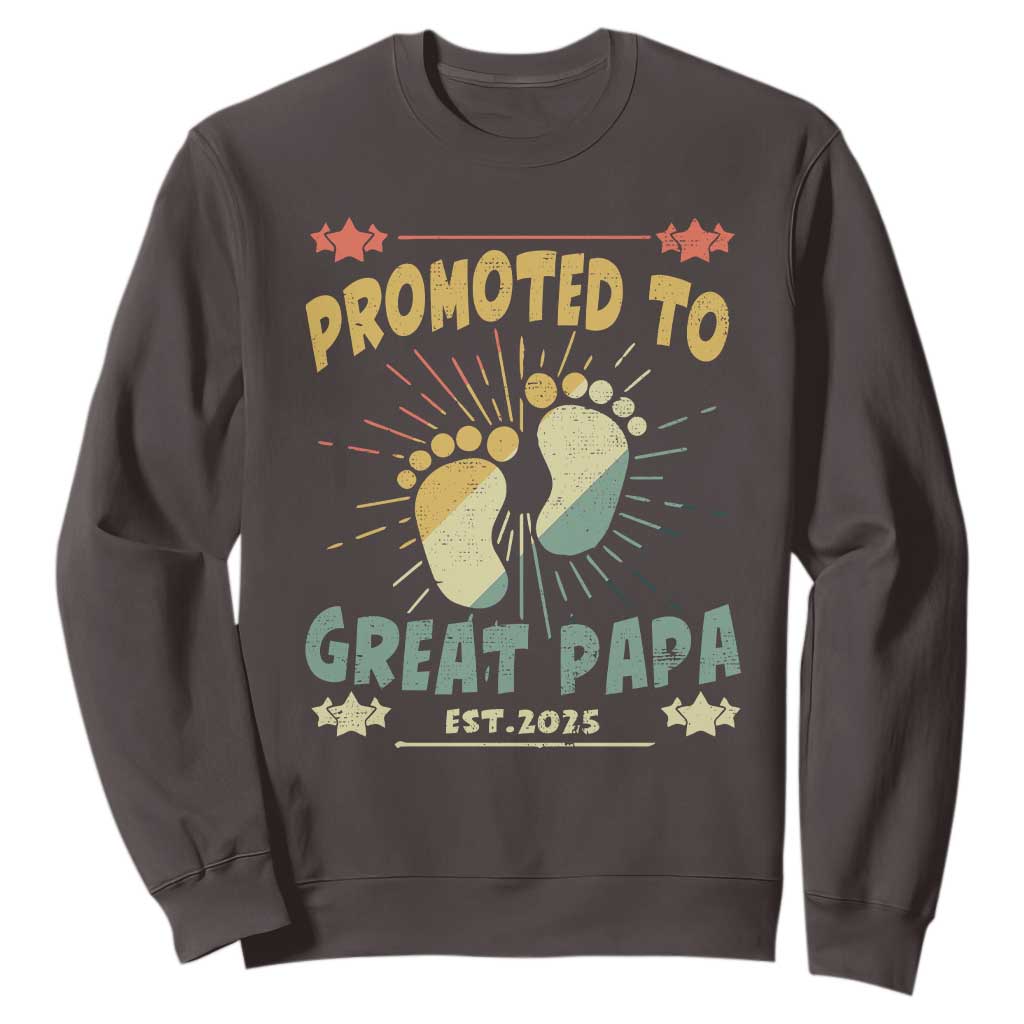 New Dad 2025 Sweatshirt Promoted to Great Papa TS09 Dark Chocolate Print Your Wear