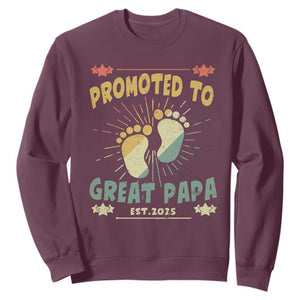 New Dad 2025 Sweatshirt Promoted to Great Papa TS09 Maroon Print Your Wear