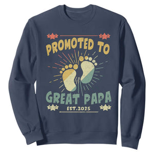 New Dad 2025 Sweatshirt Promoted to Great Papa TS09 Navy Print Your Wear