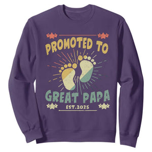 New Dad 2025 Sweatshirt Promoted to Great Papa TS09 Purple Print Your Wear