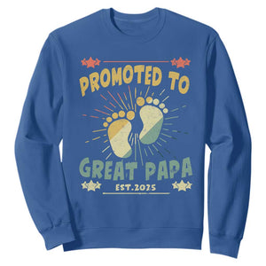 New Dad 2025 Sweatshirt Promoted to Great Papa TS09 Royal Blue Print Your Wear
