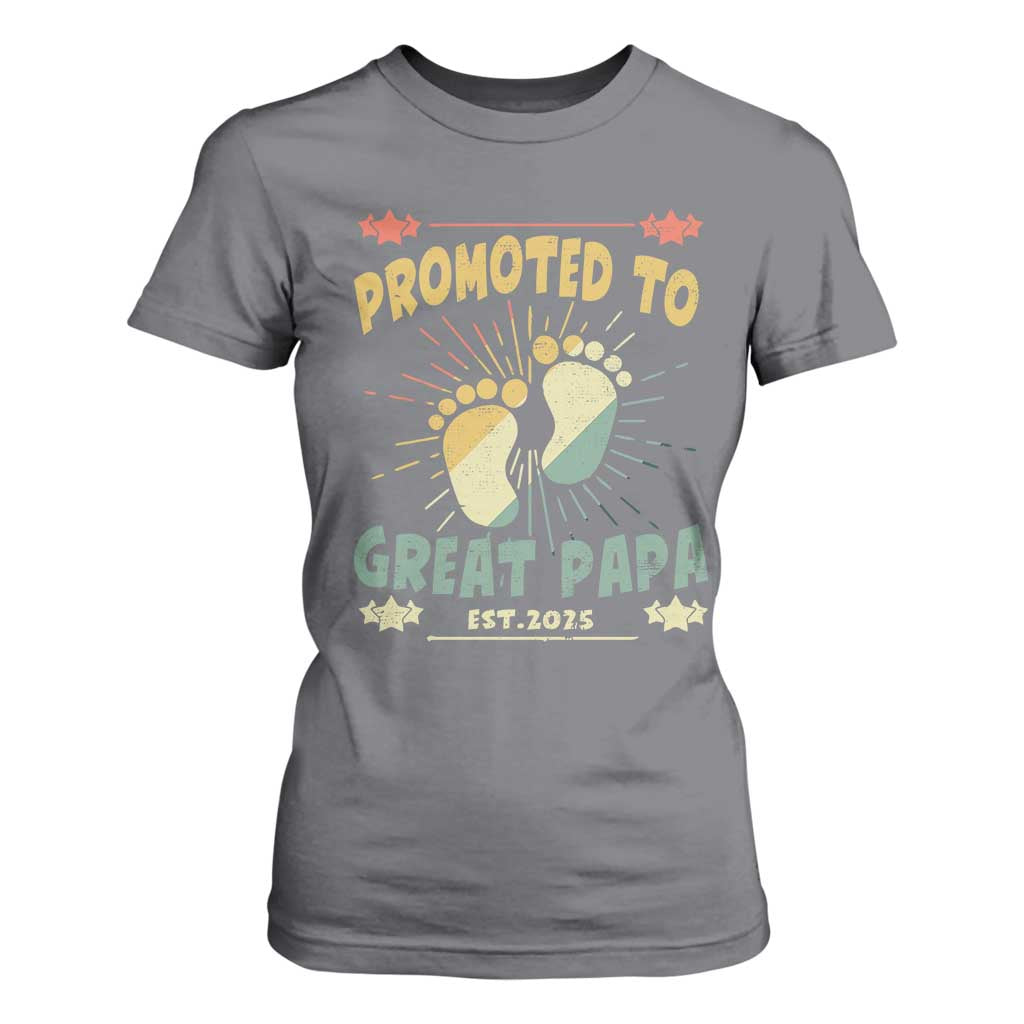 New Dad 2025 T Shirt For Women Promoted to Great Papa TS09 Charcoal Print Your Wear
