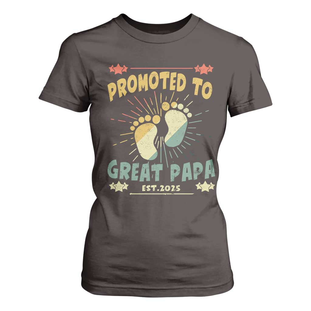 New Dad 2025 T Shirt For Women Promoted to Great Papa TS09 Dark Chocolate Print Your Wear