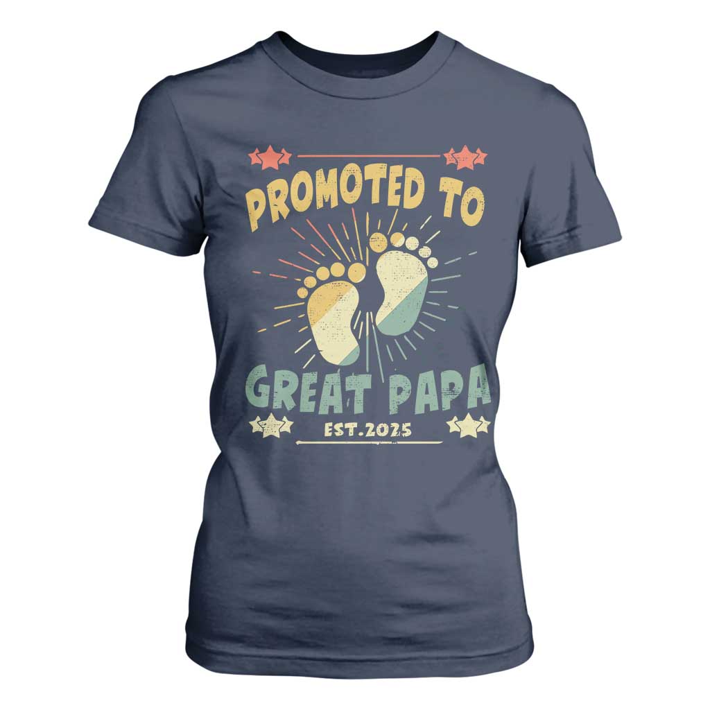 New Dad 2025 T Shirt For Women Promoted to Great Papa TS09 Navy Print Your Wear