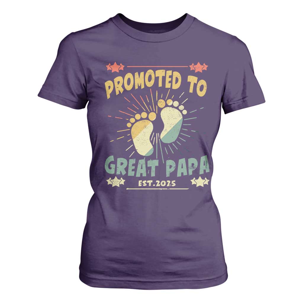 New Dad 2025 T Shirt For Women Promoted to Great Papa TS09 Purple Print Your Wear
