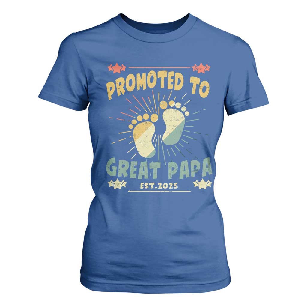 New Dad 2025 T Shirt For Women Promoted to Great Papa TS09 Royal Blue Print Your Wear