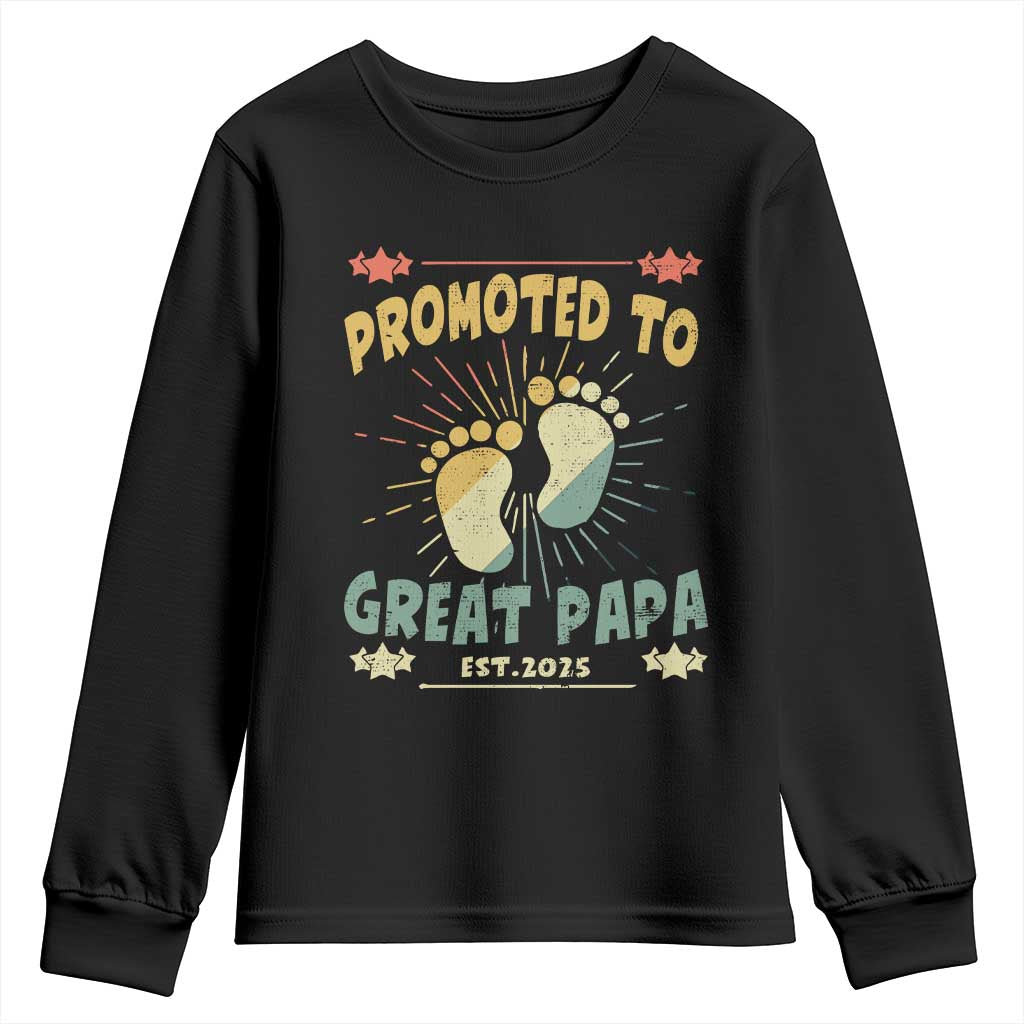 New Dad 2025 Youth Sweatshirt Promoted to Great Papa TS09 Black Print Your Wear