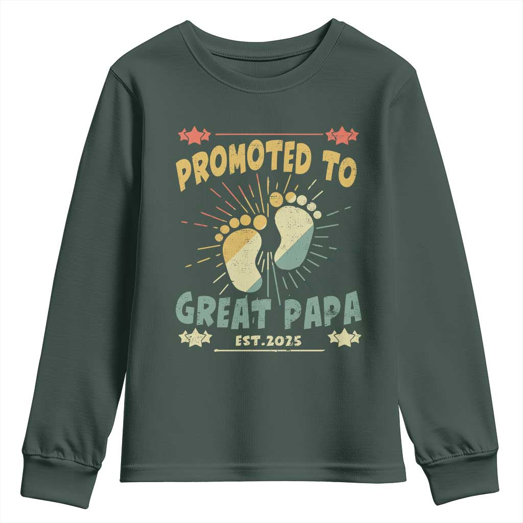 New Dad 2025 Youth Sweatshirt Promoted to Great Papa TS09 Dark Forest Green Print Your Wear