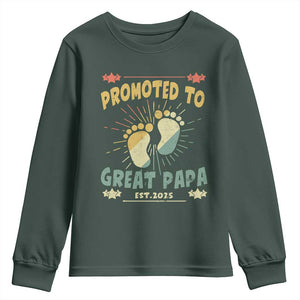 New Dad 2025 Youth Sweatshirt Promoted to Great Papa TS09 Dark Forest Green Print Your Wear
