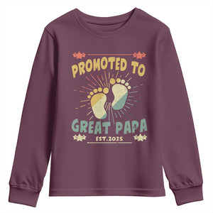 New Dad 2025 Youth Sweatshirt Promoted to Great Papa TS09 Maroon Print Your Wear