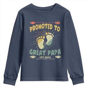 New Dad 2025 Youth Sweatshirt Promoted to Great Papa TS09 Navy Print Your Wear