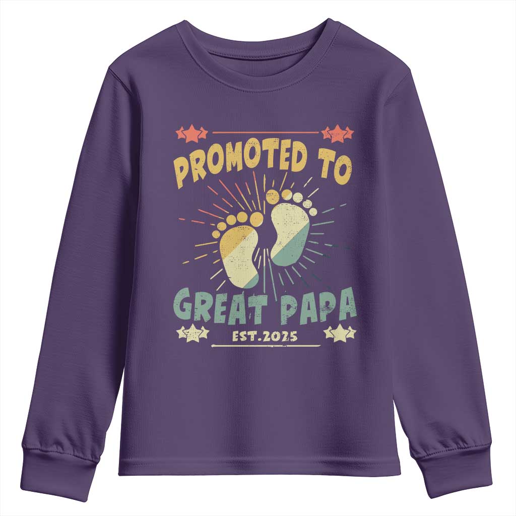 New Dad 2025 Youth Sweatshirt Promoted to Great Papa TS09 Purple Print Your Wear