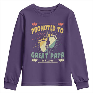 New Dad 2025 Youth Sweatshirt Promoted to Great Papa TS09 Purple Print Your Wear