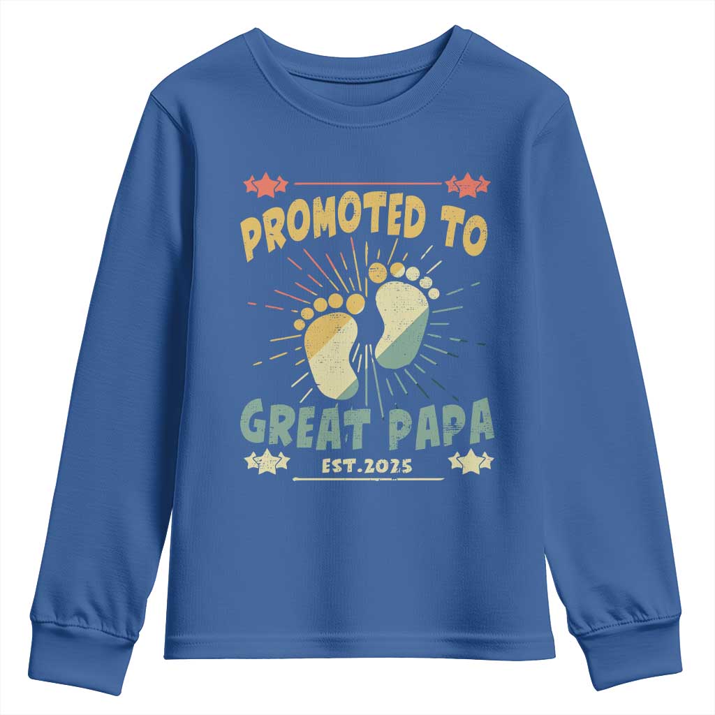 New Dad 2025 Youth Sweatshirt Promoted to Great Papa TS09 Royal Blue Print Your Wear
