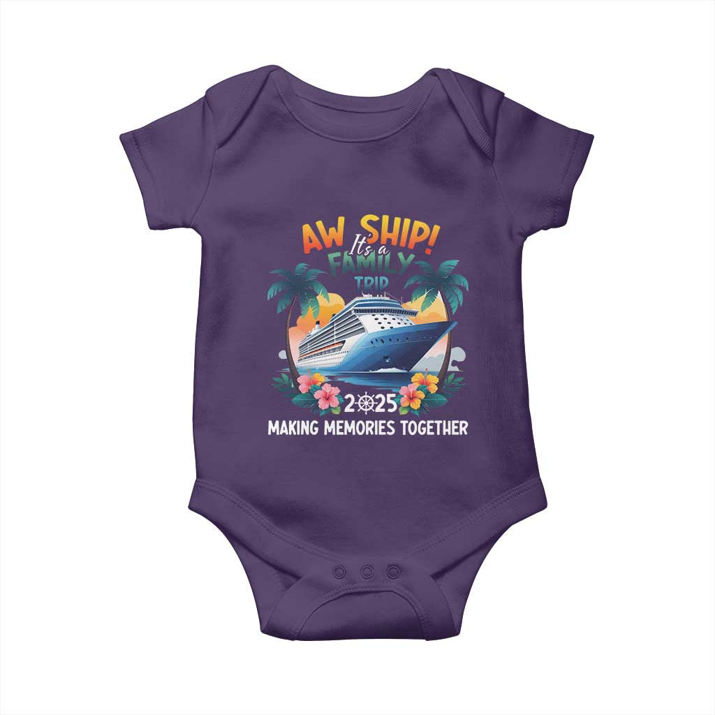 Aw Ship Its A Family Trip 2025 Baby Onesie Cruising Trip Summer Vacation TS09 Purple Print Your Wear