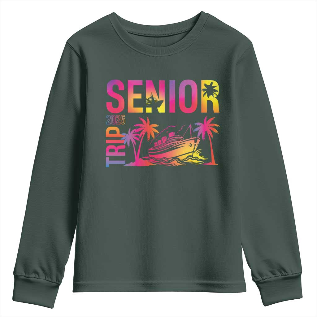 Senior Trip 2025 Youth Sweatshirt Class of 2025 TS09 Dark Forest Green Print Your Wear