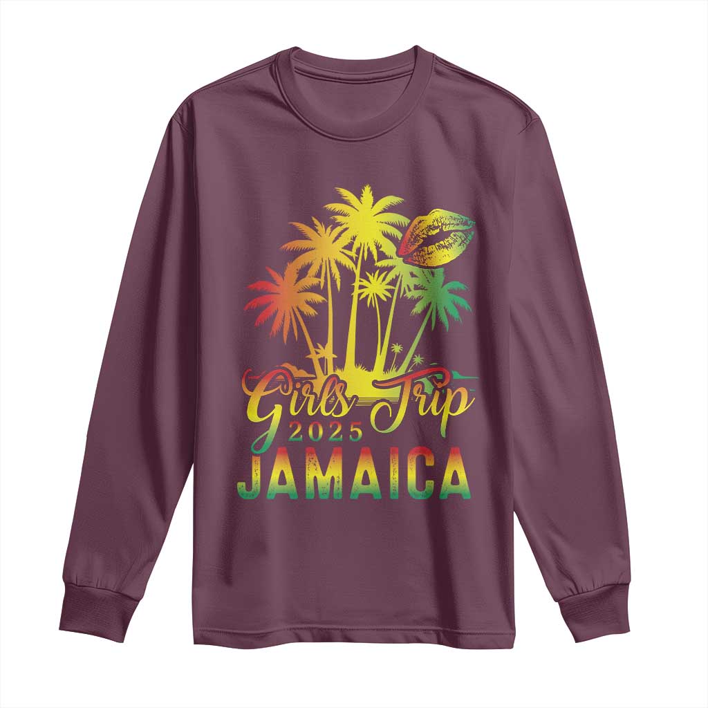 Jamaica Girls Trip 2025 Long Sleeve Shirt Summer Vacation TS09 Maroon Print Your Wear
