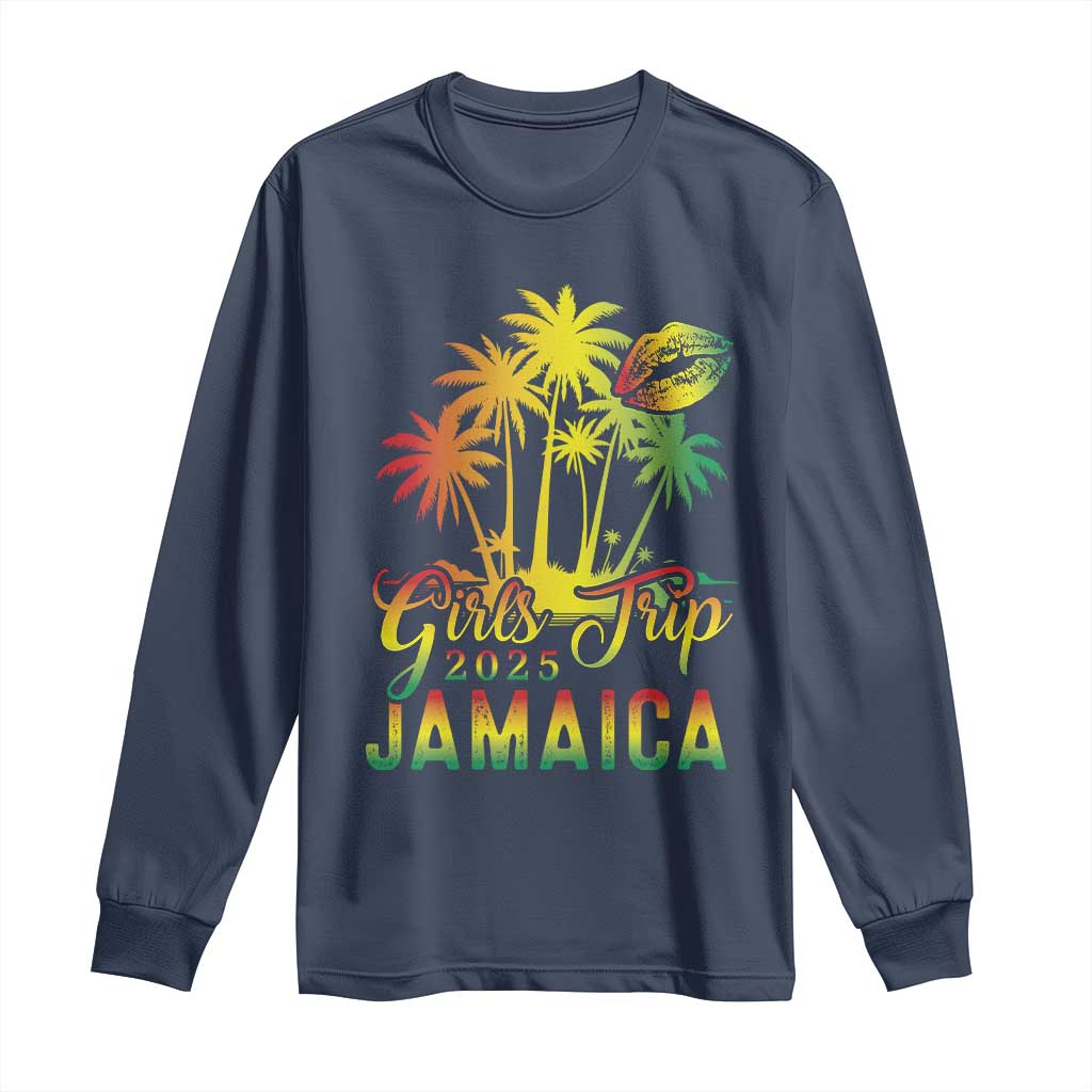 Jamaica Girls Trip 2025 Long Sleeve Shirt Summer Vacation TS09 Navy Print Your Wear