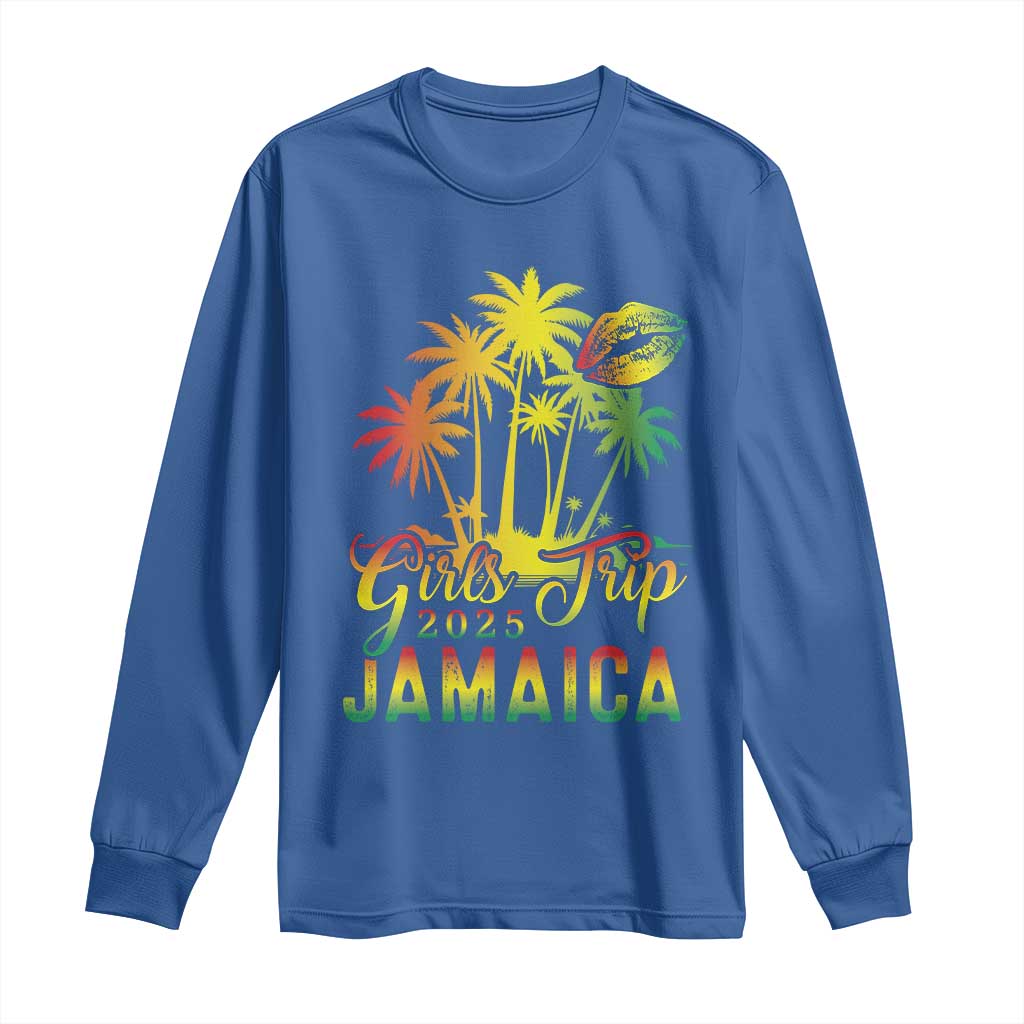 Jamaica Girls Trip 2025 Long Sleeve Shirt Summer Vacation TS09 Royal Blue Print Your Wear