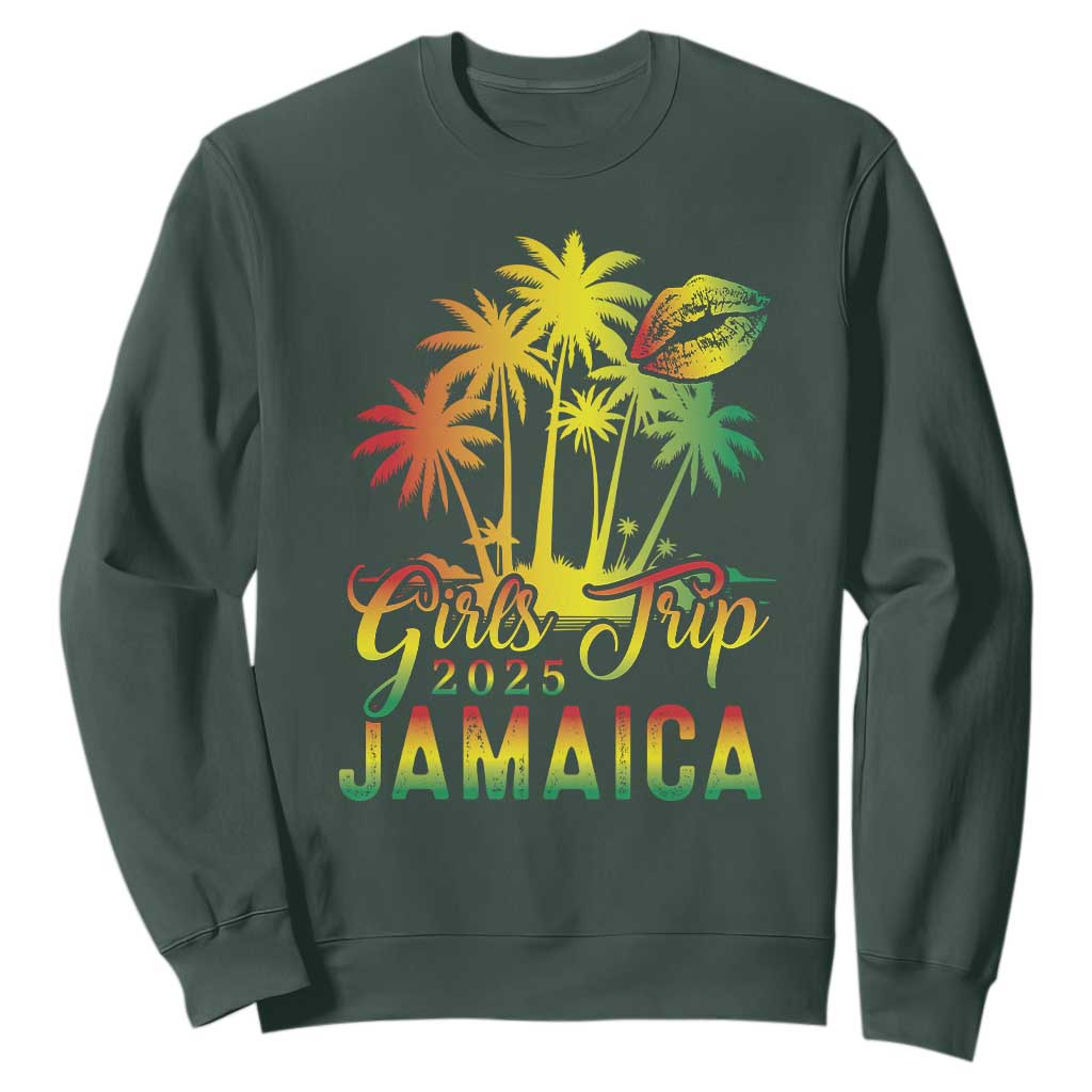Jamaica Girls Trip 2025 Sweatshirt Summer Vacation TS09 Dark Forest Green Print Your Wear