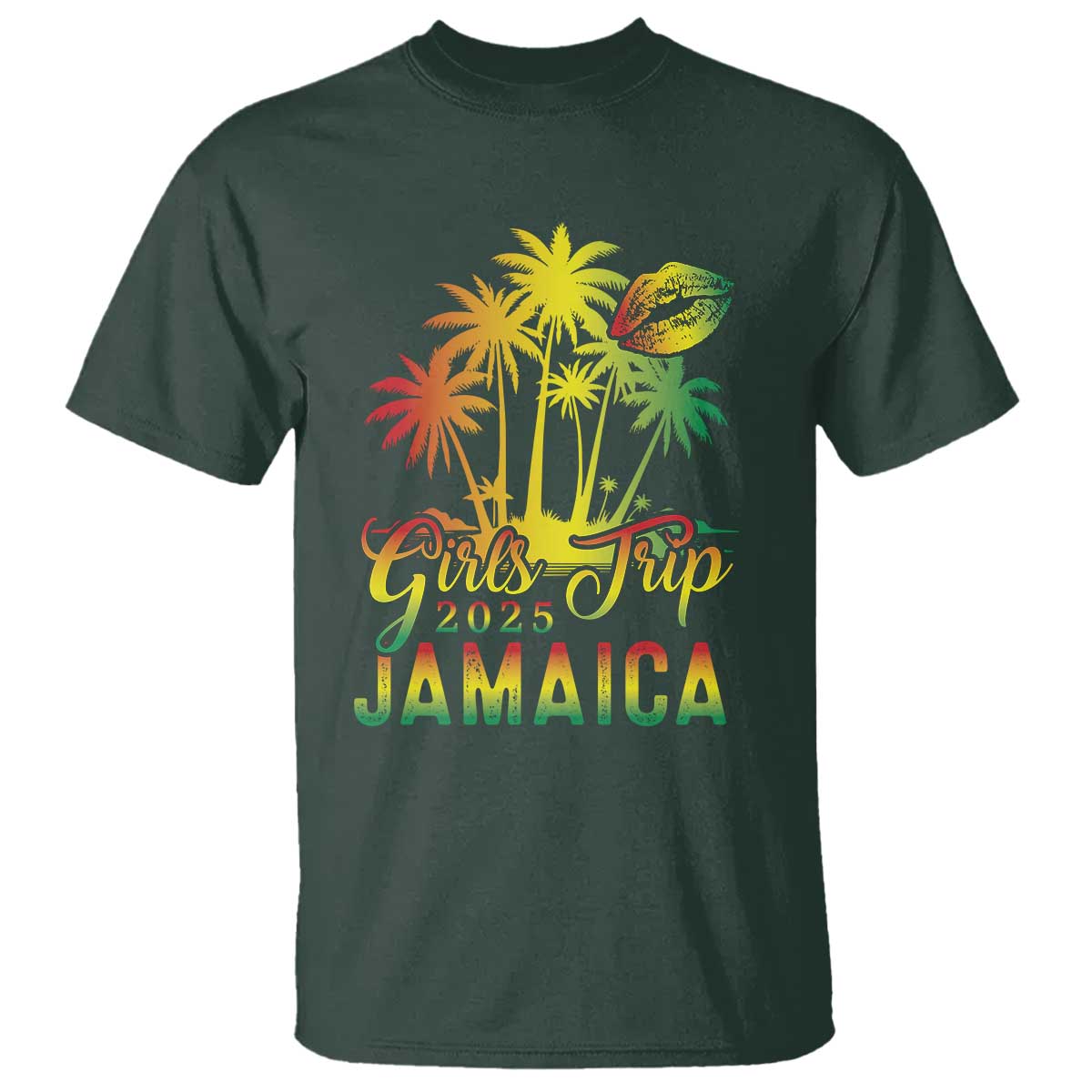 Jamaica Girls Trip 2025 T Shirt Summer Vacation TS09 Dark Forest Green Print Your Wear
