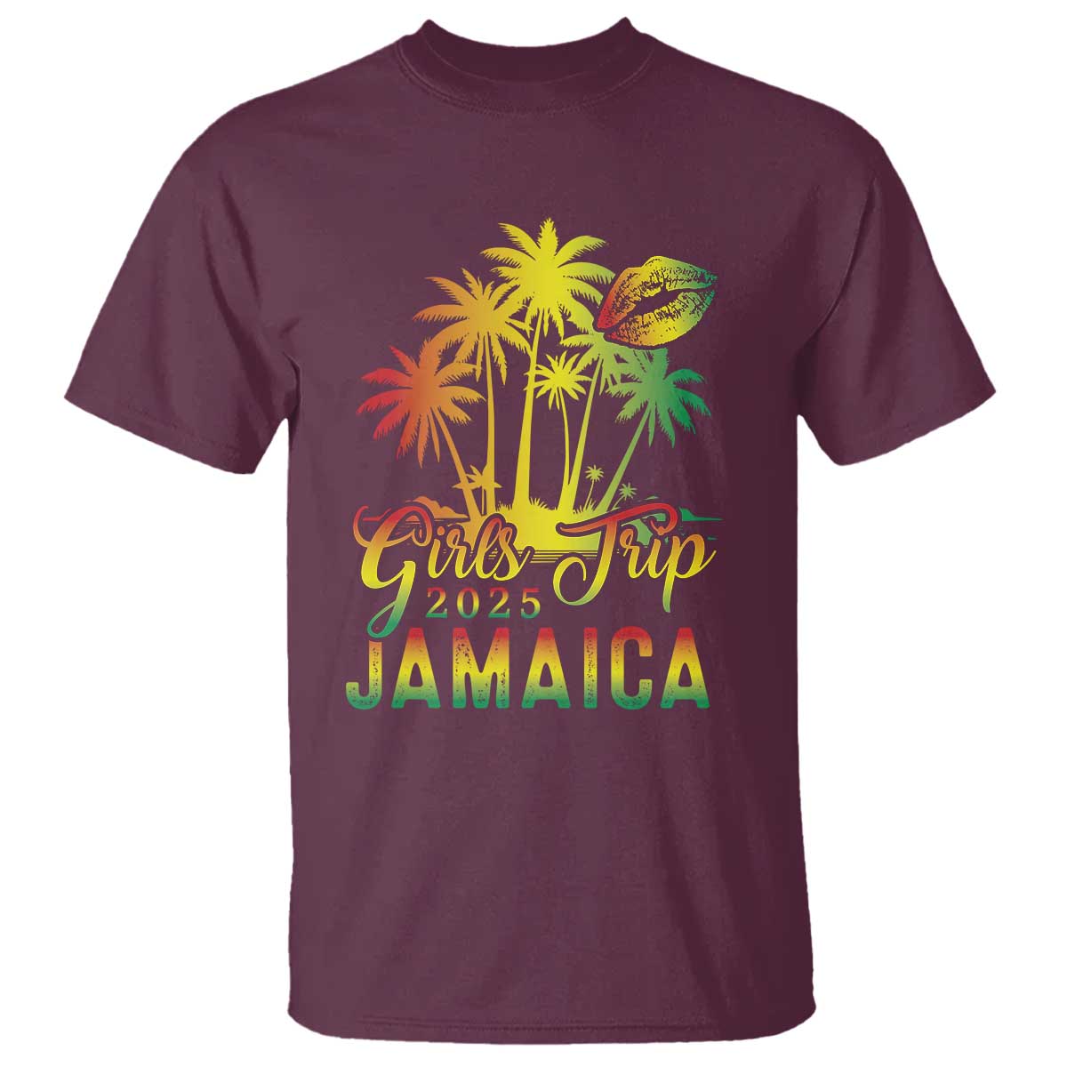 Jamaica Girls Trip 2025 T Shirt Summer Vacation TS09 Maroon Print Your Wear