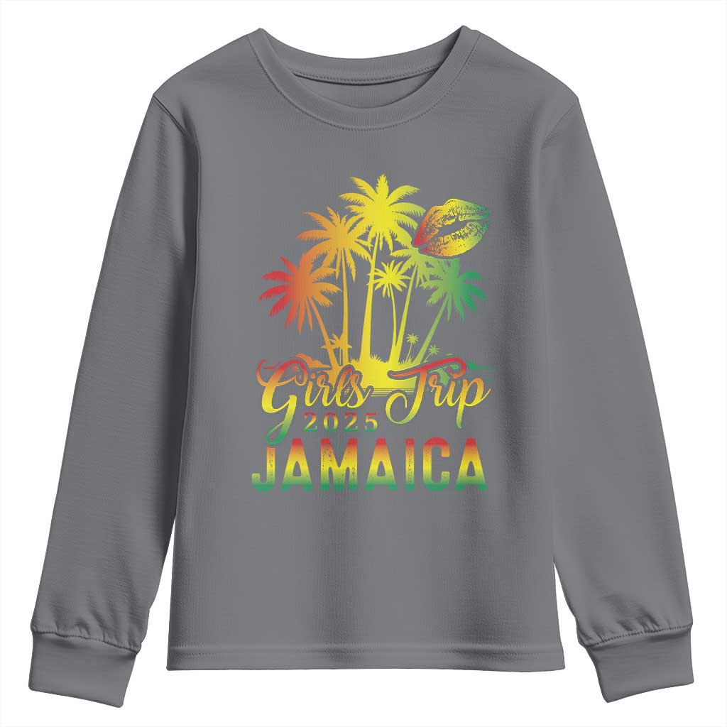 Jamaica Girls Trip 2025 Youth Sweatshirt Summer Vacation TS09 Charcoal Print Your Wear