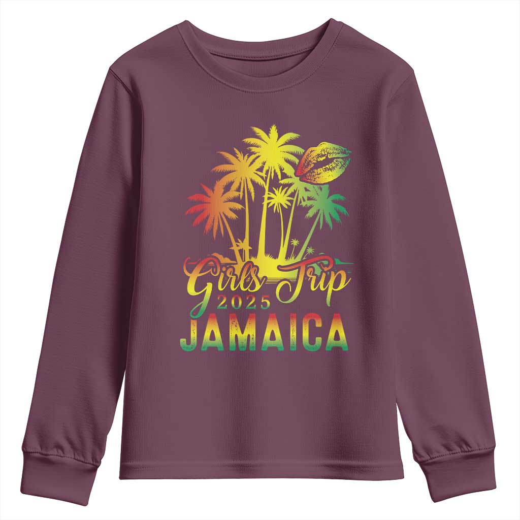 Jamaica Girls Trip 2025 Youth Sweatshirt Summer Vacation TS09 Maroon Print Your Wear