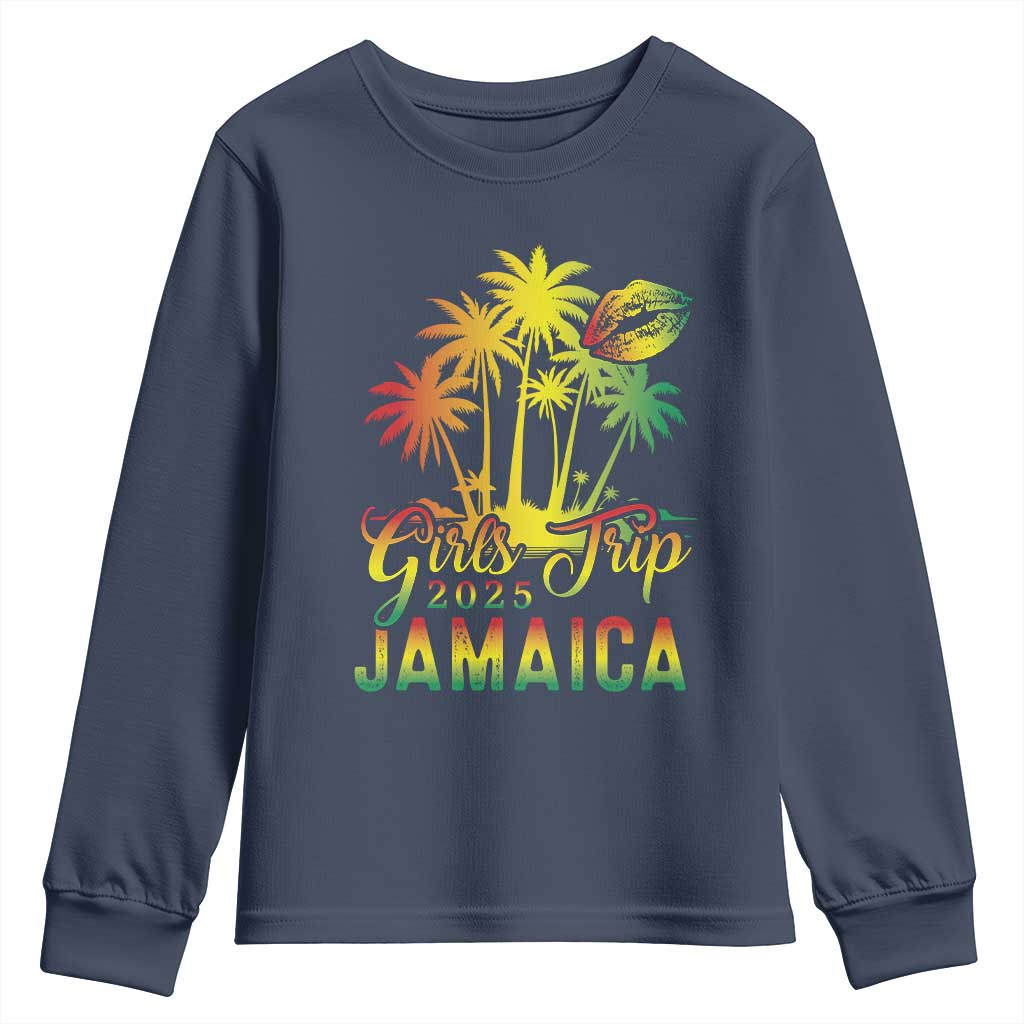 Jamaica Girls Trip 2025 Youth Sweatshirt Summer Vacation TS09 Navy Print Your Wear