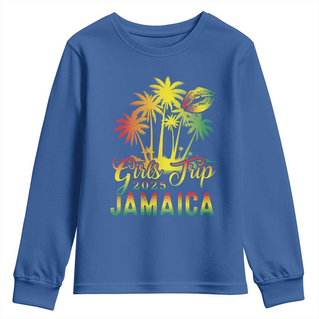 Jamaica Girls Trip 2025 Youth Sweatshirt Summer Vacation TS09 Royal Blue Print Your Wear