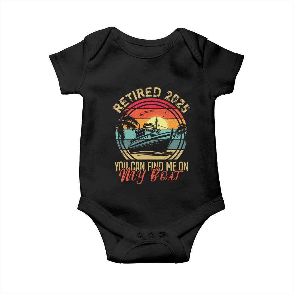 Funny Retirement Baby Onesie I'm Retired You Can Find Me On My Boat TS09 Black Print Your Wear