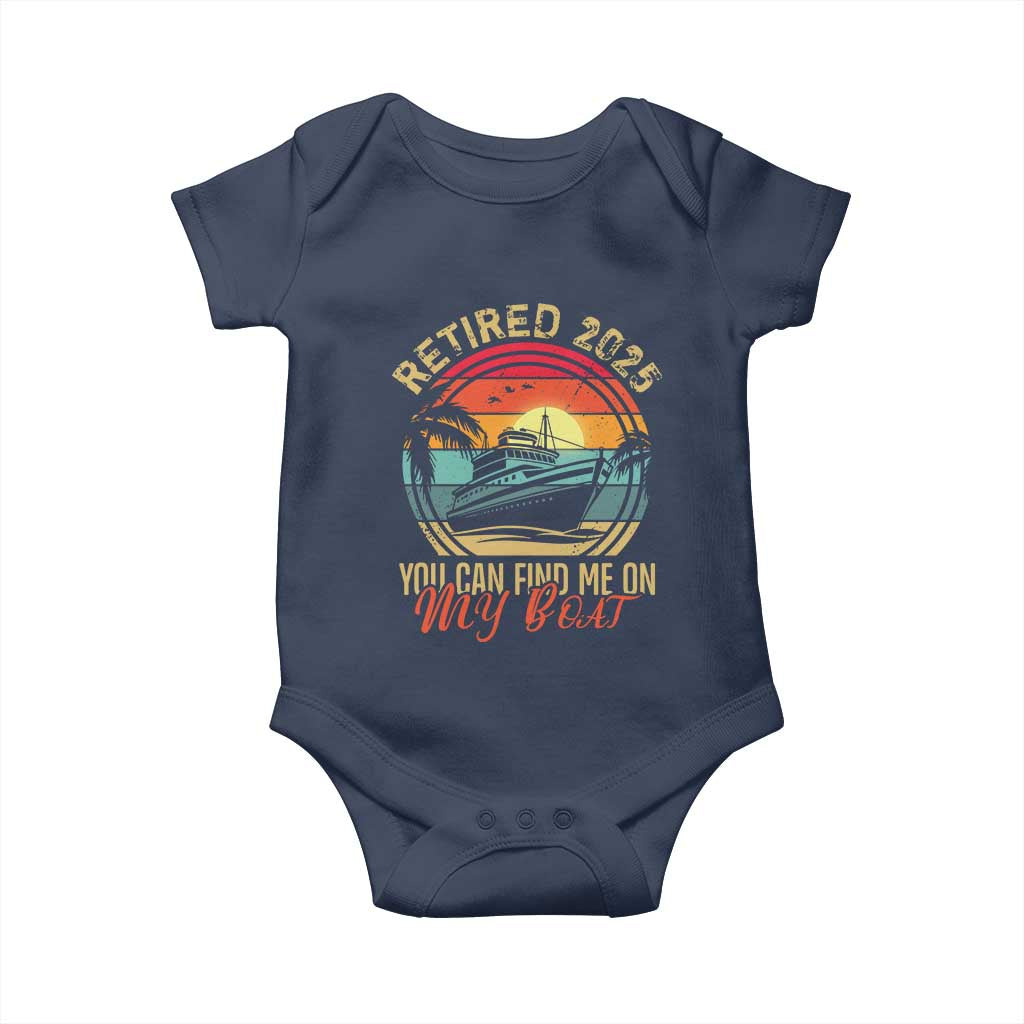 Funny Retirement Baby Onesie I'm Retired You Can Find Me On My Boat TS09 Navy Print Your Wear