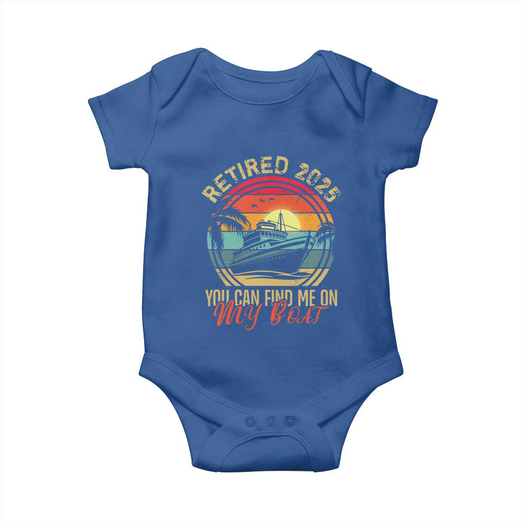 Funny Retirement Baby Onesie I'm Retired You Can Find Me On My Boat TS09 Royal Blue Print Your Wear