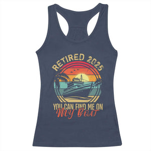 Funny Retirement Racerback Tank Top I'm Retired You Can Find Me On My Boat TS09 Navy Print Your Wear