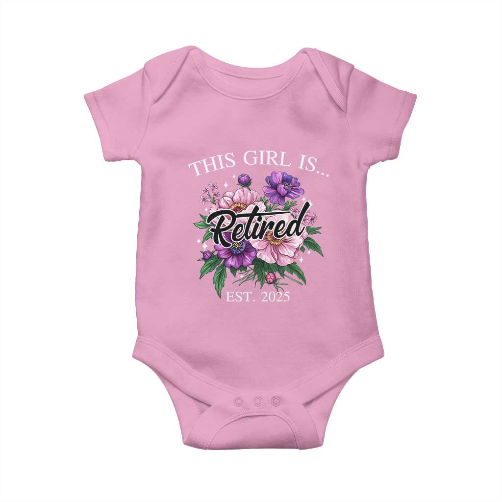 This Girl Is Retired Est 2025 Baby Onesie TS09 Light Pink Print Your Wear